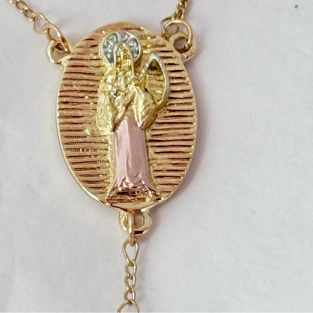 New, Rosary, tricolor Laminated Gold‎ with image of the holy death. unisex